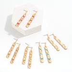 Wholesale hammered Square Metal Drop Earrings Twine Accent L