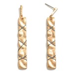 Wholesale hammered Square Metal Drop Earrings Twine Accent L