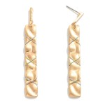 Wholesale hammered Square Metal Drop Earrings Twine Accent L