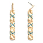Wholesale hammered Square Metal Drop Earrings Twine Accent L