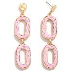 Wholesale linked Oval Drop Earrings Woven Raffia Details L