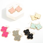 Leather Weave Clover Drop Earrings

- Approximately 2" L