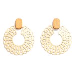 Wholesale filigree Gold Drop Earrings Wood Details L