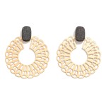 Wholesale filigree Gold Drop Earrings Wood Details L