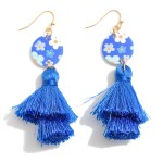 Wholesale enamel Flower Drop Earring Tassel Detail L