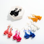 Enamel Flower Drop Earring With Tassel Detail

- Approximately 3" L