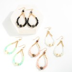 Faceted Bead Teardrop Earrings Featuring Natural Stone Accent 

- Approximately 2.5" L