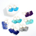 Wholesale fringe Tassel Hexagon Drop Earrings Gold L