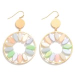 Wholesale metal Drop Earrings Iridescent Beaded Flower Petals L