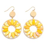 Wholesale metal Drop Earrings Iridescent Beaded Flower Petals L