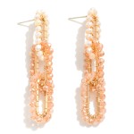 Wholesale linked Beaded Chain Link Drop Earrings L