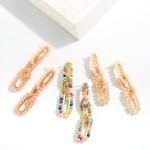 Wholesale linked Beaded Chain Link Drop Earrings L