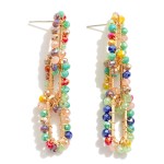 Wholesale linked Beaded Chain Link Drop Earrings L