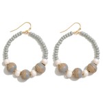 Wholesale wood Beaded Drop Earring Fishnet Accent Bead L