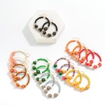 Wholesale wood Beaded Drop Earring Fishnet Accent Bead L