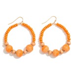 Wholesale wood Beaded Drop Earring Fishnet Accent Bead L