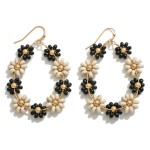 Wholesale beaded Flower Drop Earring Gold Accent L