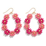 Wholesale beaded Flower Drop Earring Gold Accent L