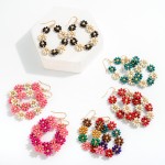 Wholesale beaded Flower Drop Earring Gold Accent L