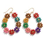 Wholesale beaded Flower Drop Earring Gold Accent L