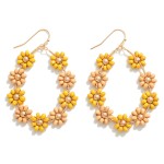 Wholesale beaded Flower Drop Earring Gold Accent L