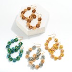 Wholesale beaded Flower Drop Earring Gold Accent L