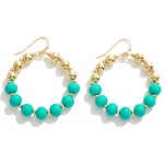 Wholesale beaded Hoop Drop Earrings Matte Gold Beads L