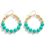 Beaded Hoop Drop Earrings Featuring Matte and Gold Tone Beads

- Approximately 2" L