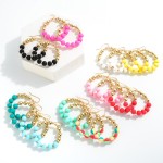 Wholesale beaded Hoop Drop Earrings Matte Gold Beads L