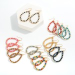 Wholesale gold Teardrop Earrings Wood Faceted Beaded Details L