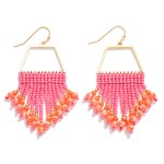 Wholesale trapezoid Metal Drop Earrings Beaded Tassel Accents L