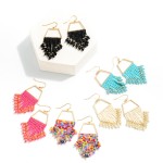 Wholesale trapezoid Metal Drop Earrings Beaded Tassel Accents L