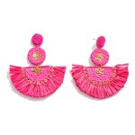 Wholesale long Raffia Fan Drop Earrings Seed Bead Sequin Accents L