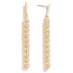 Wholesale textured Metal Cylinder Drop Earrings L