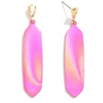 Iridescent Coated Metal Drop Earrings 

- Approximately 2" L