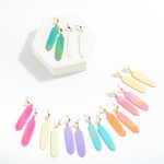 Iridescent Coated Metal Drop Earrings 

- Approximately 2" L