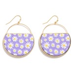 Wholesale circular Metal Drop Earring Flower Print L