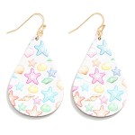 Wood Teardrop Earrings Featuring Under The Sea Print 

- Approximately 2.25" L