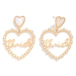 Wholesale bride Heart Drop Earrings Border Detail L