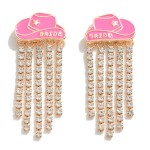 Wholesale bride Cowboy Hat Waterfall Rhinestone Tassel Detail L