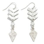 Wholesale metal Chevron Drop Earrings Linked Hammered Metal Diamond Charm L