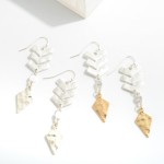 Wholesale metal Chevron Drop Earrings Linked Hammered Metal Diamond Charm L