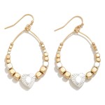 Dainty Metal Teardrop Earrings Featuring Beaded & Heart Details

- Approximately 1.75" L