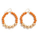 Wholesale circular Wood Beaded Drop Earrings Gold Disco Beads L