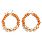 Wholesale circular Wood Beaded Drop Earrings Gold Disco Beads L