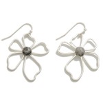 Wholesale metal Flower Drop Earrings Semi Precious Natural Stone Detail L