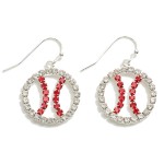 Silver Tone Rhinestone Baseball Drop Earrings

- Approximately 1.25" L