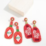 Seed Bead Hot Sauce Drop Earrings

- Approximately 3.75" L