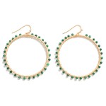 Wholesale gold Metal Drop Earrings Beaded Accent L