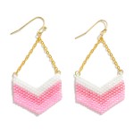 Wholesale chain Link Seed Bead Chevron Drop Earrings L